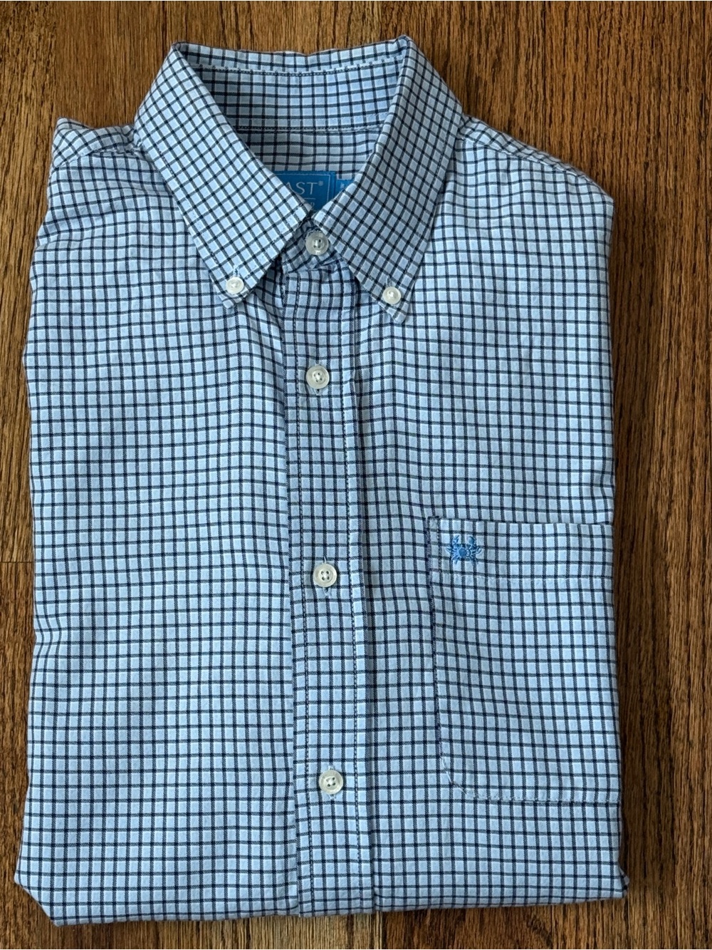 Coast Pawleys Island  Men’s Light Blue Plaid Button-Down Shirt -  100% Cotton